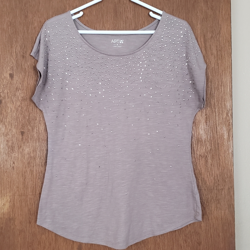 Taupe shirt with embellishments